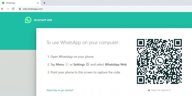 WhatsApp web di laptop