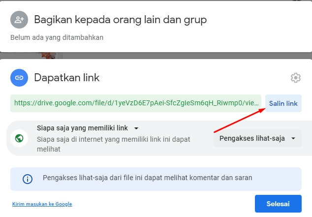 cara berbagi link google drive