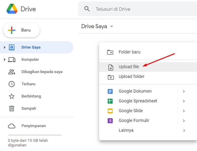 cara upload ke google drive